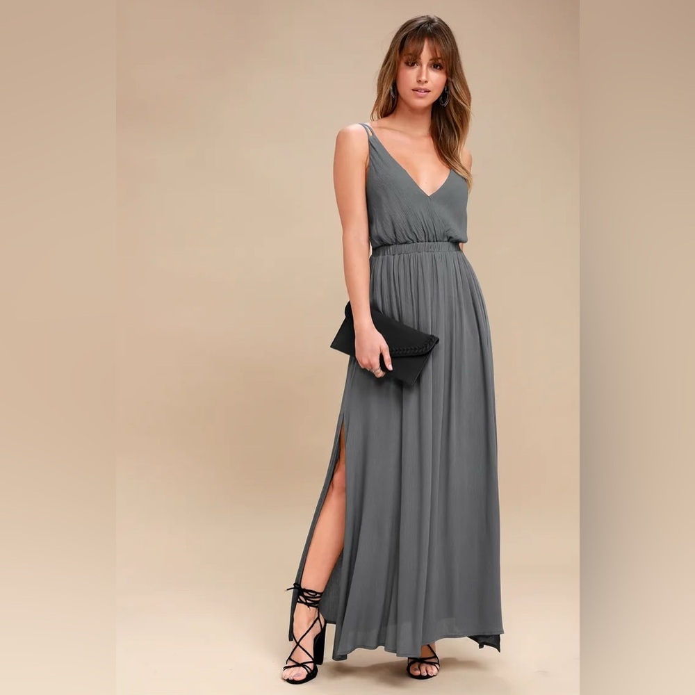 Lulus Lost In Paradise Slate Grey Maxi Dress. Size small